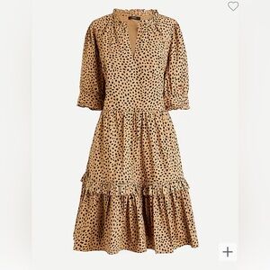 Ruffleneck tiered popover dress in leopard dot